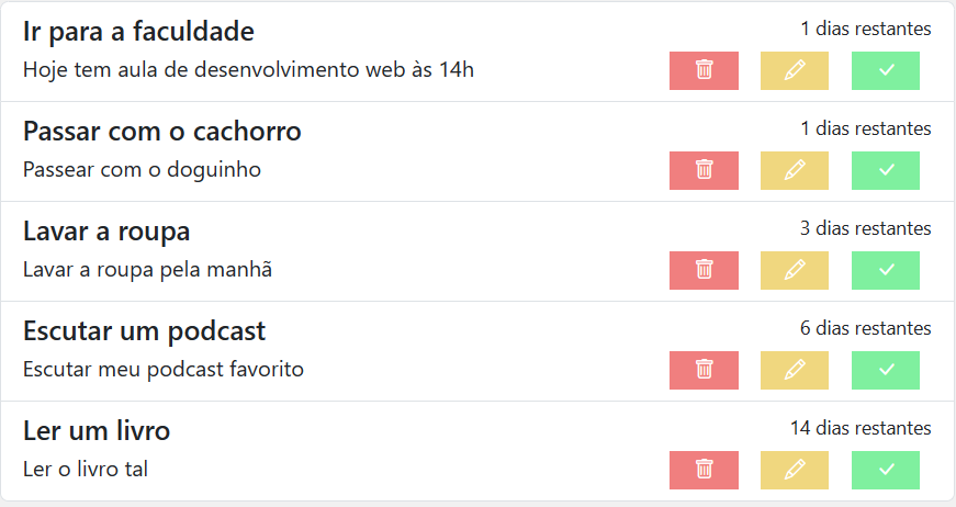Lista de tarefas do site