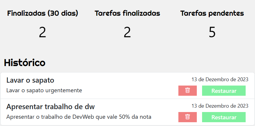 Lista de tarefas do site